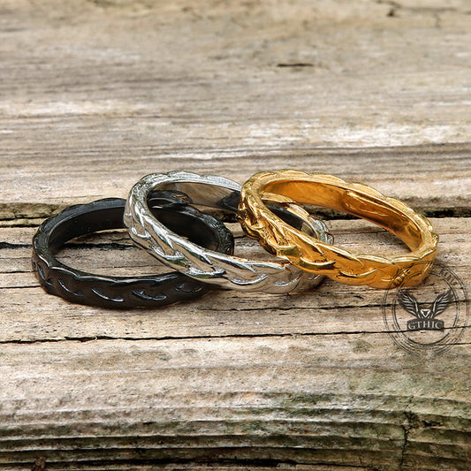 Simple Braided Pattern Stainless Steel Band Ring