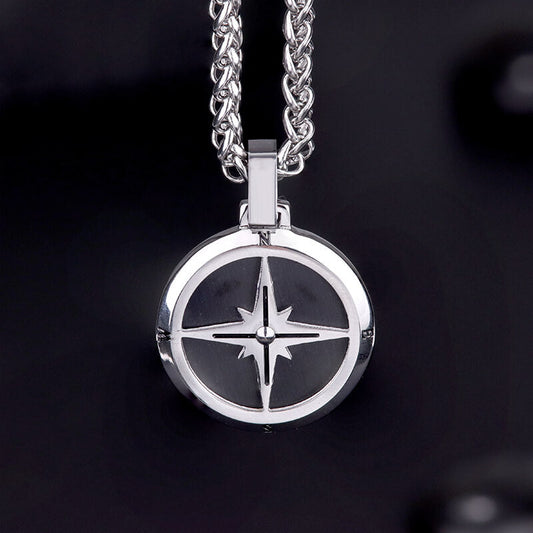 Simple Compass Design Stainless Steel Pendant