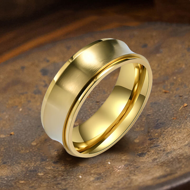 Simple Concave Arc Design Stainless Steel Spinner Ring