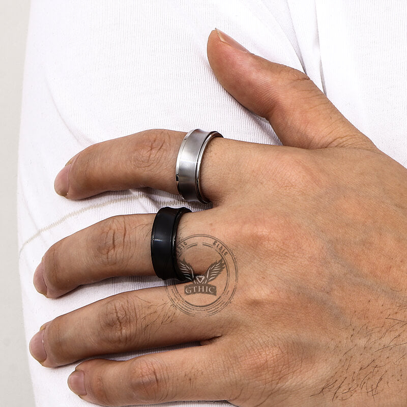 Simple Concave Arc Design Stainless Steel Spinner Ring