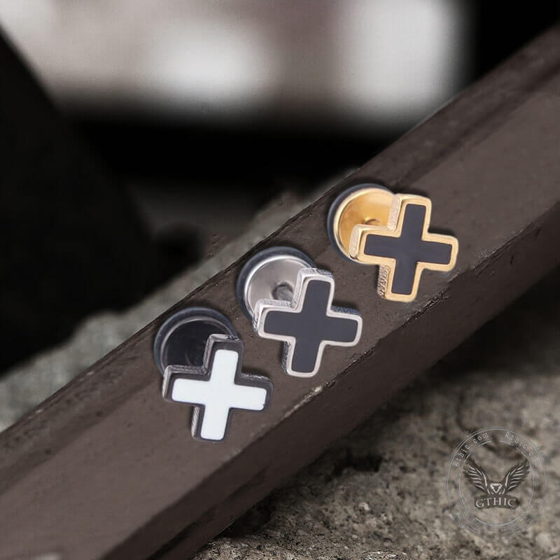 Simple Cross Stainless Steel Earring