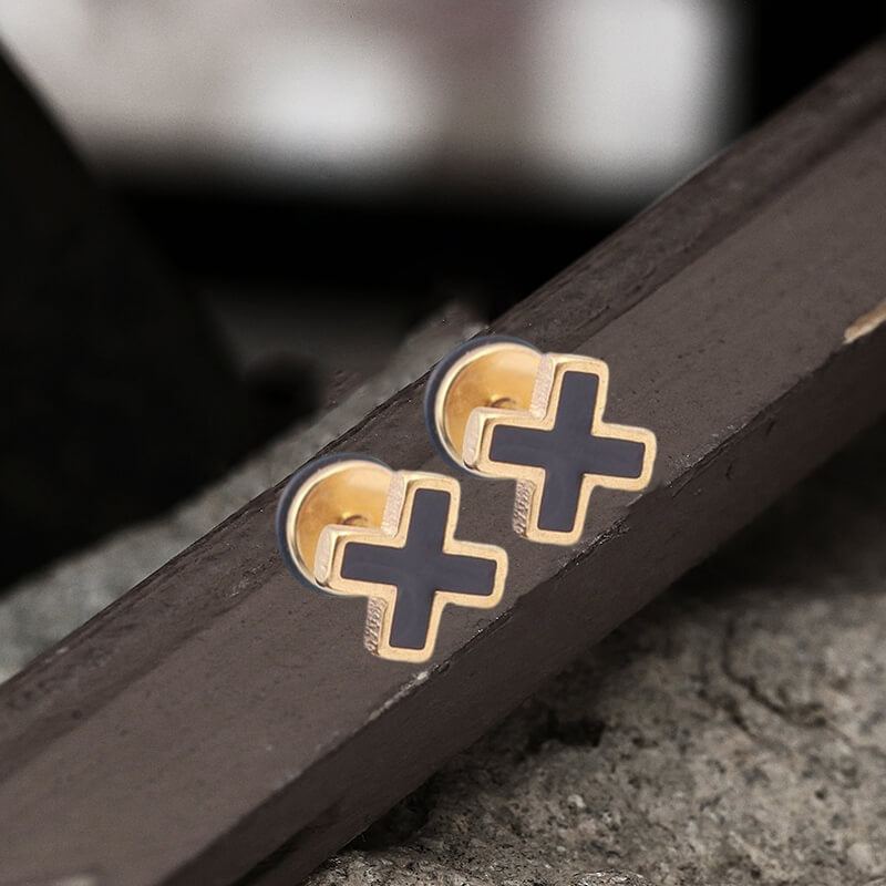 Simple Cross Stainless Steel Earring