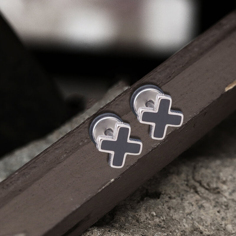 Simple Cross Stainless Steel Earring