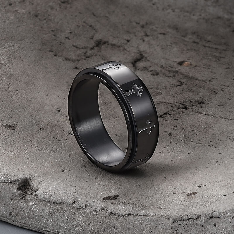 Simple Cross Stainless Steel Spinner Ring