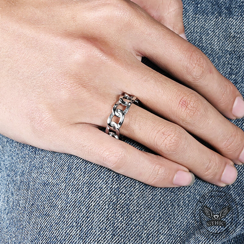 Simple Cuban Link Design Stainless Steel Ring