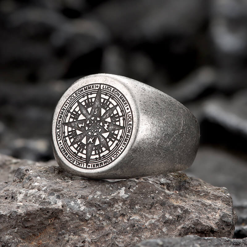 Simple Design Compass Stainless Steel Ring