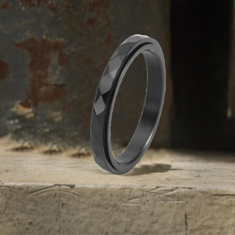 Simple Diamond Spinner Stainless Steel Ring