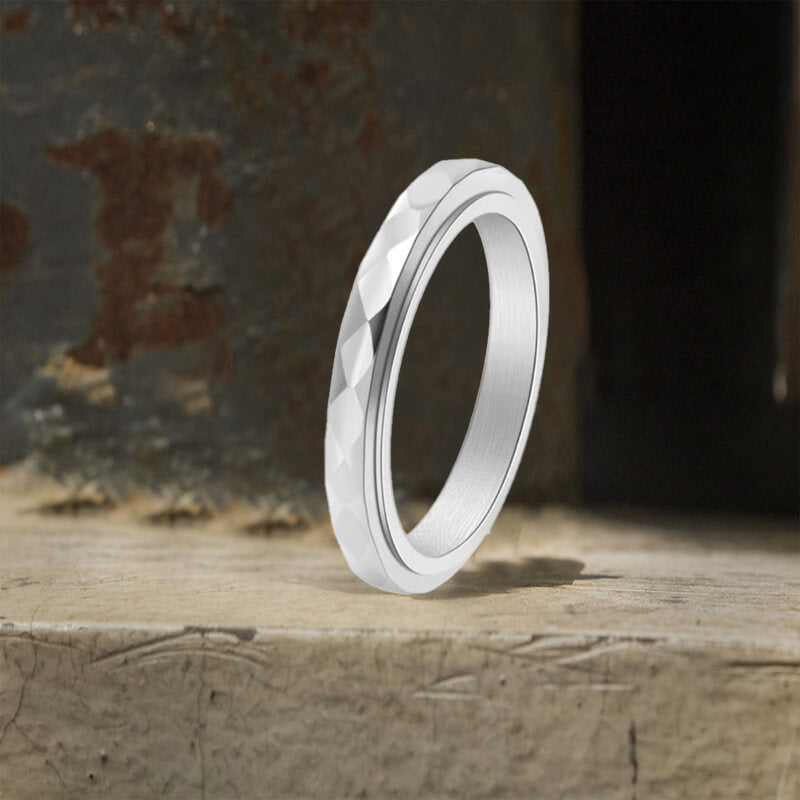 Simple Diamond Spinner Stainless Steel Ring