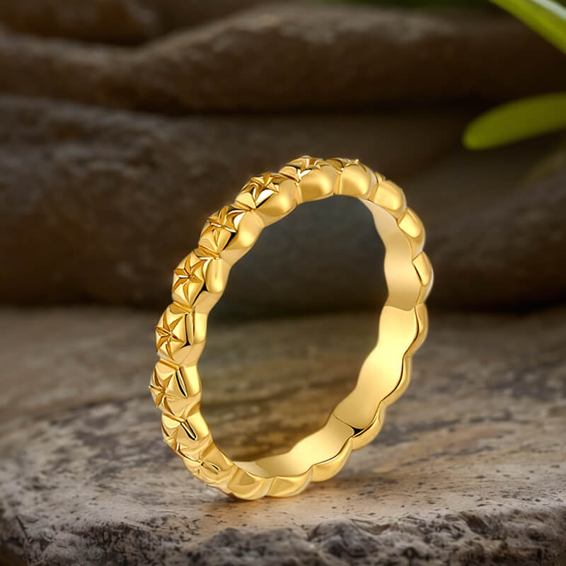 Simple Floral Stainless Steel Band Ring