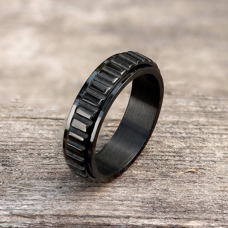 Simple Gear Stainless Steel Spinner Ring