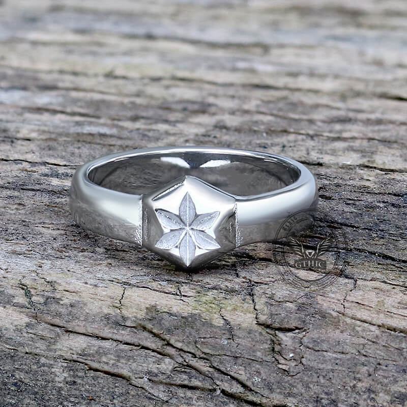 Simple Hexagon Flower Stainless Steel Ring