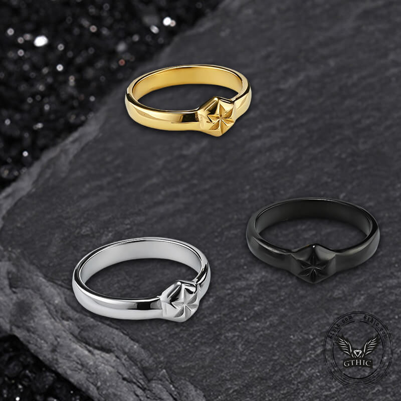 Simple Hexagon Flower Stainless Steel Ring