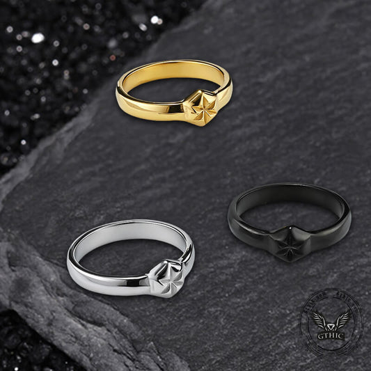 Simple Hexagon Flower Stainless Steel Ring