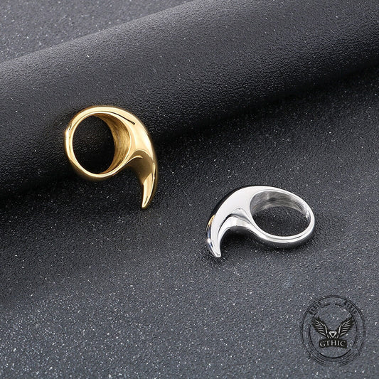 Simple Moon Shape Glossy Stainless Steel Ring