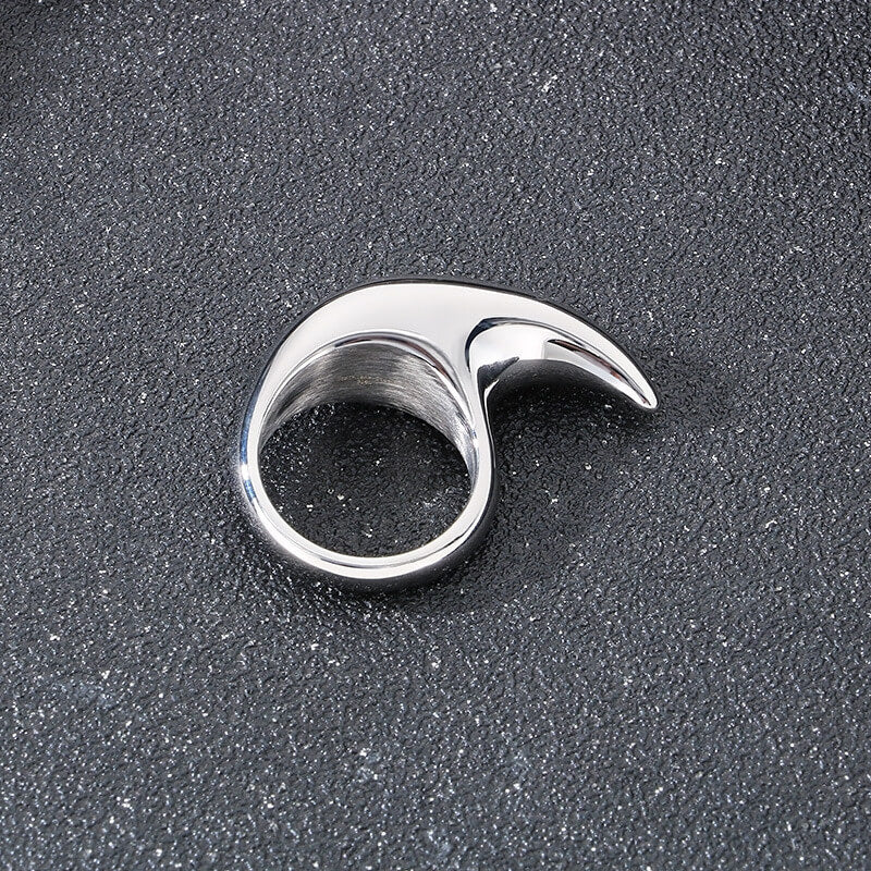 Simple Moon Shape Glossy Stainless Steel Ring