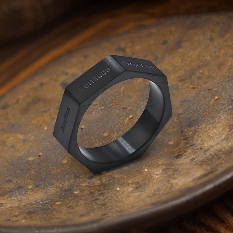 Simple Seven Sins Seven Virtues Stainless Steel Ring