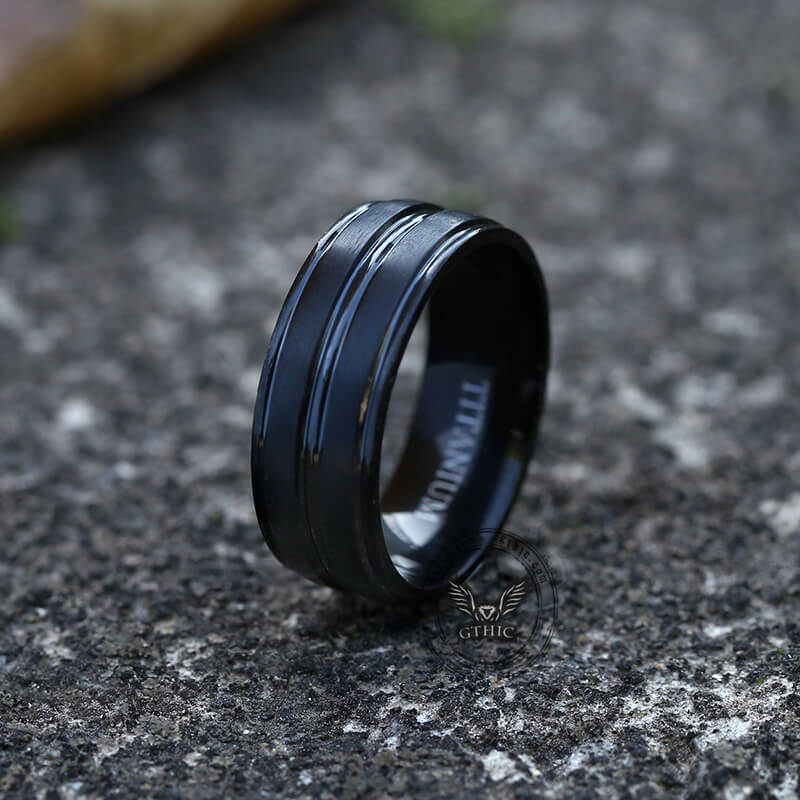 Simple Titanium Black Band Ring