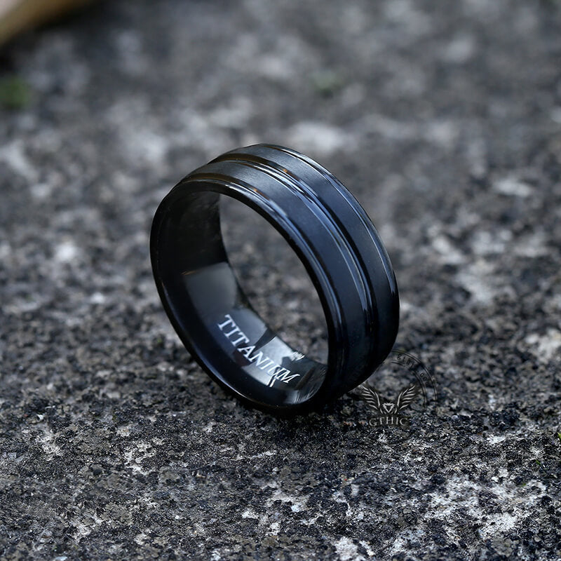 Simple Titanium Black Band Ring