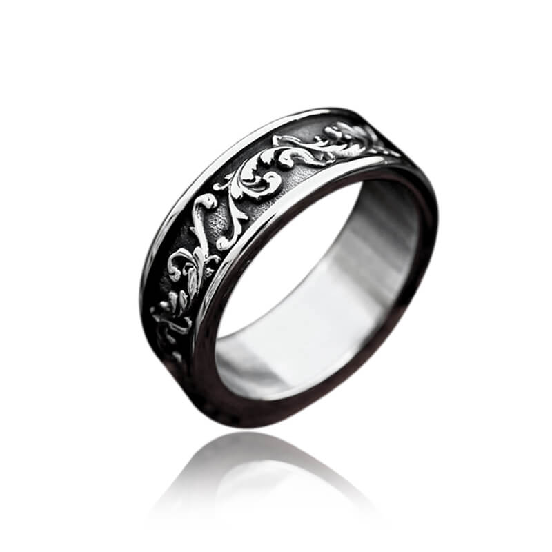 Simple Vine Pattern Stainless Steel Ring