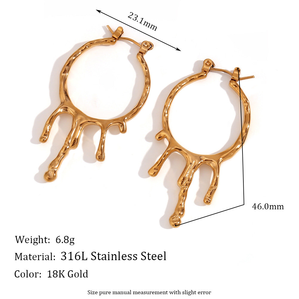 Simple Water Drop Shape Stainless Steel Retro Earrings