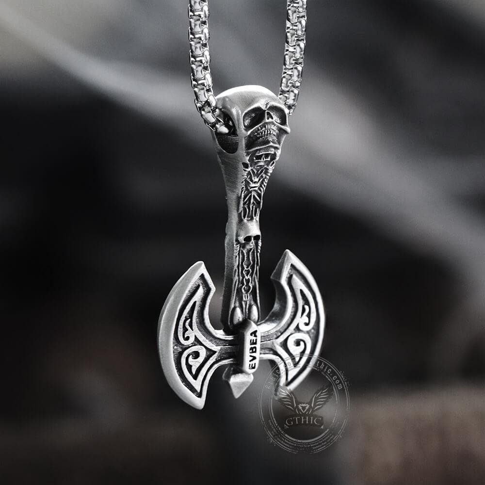 Skeleton Tomahawk Pure Tin Viking Necklace