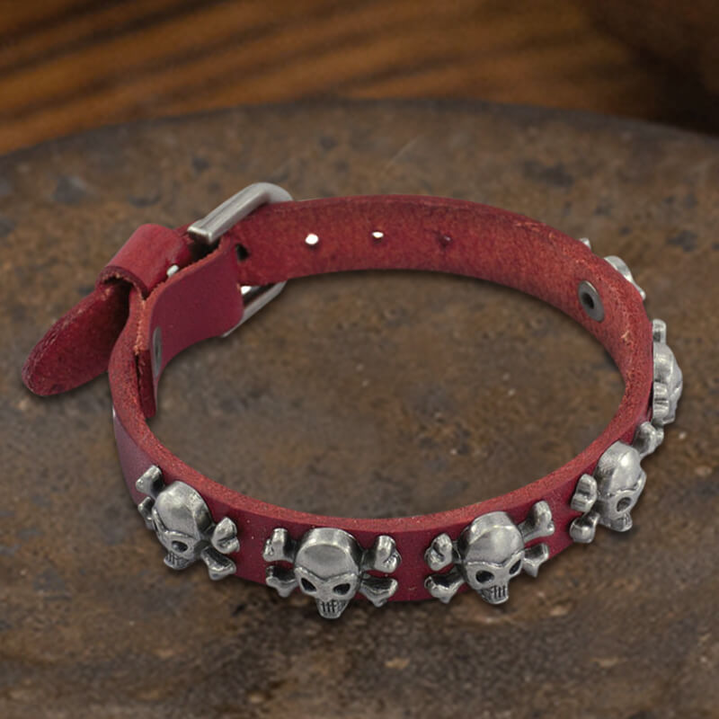Skull Alloy Leather Punk Bracelet
