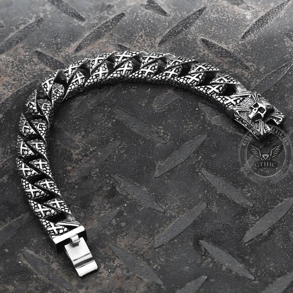 Skull and Cross Stainless Steel Bracelet