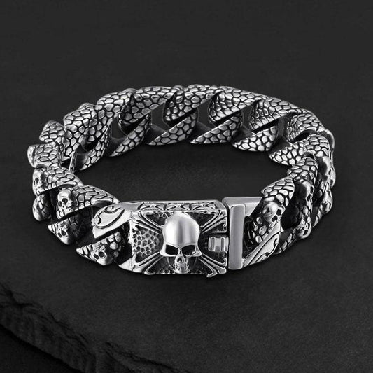 Skull and Cross Stainless Steel Bracelet