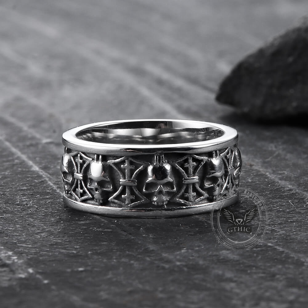 Skull Badass Stainless Steel Band Ring