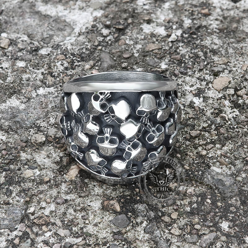 Skull Gathering Stainless Steel Ring