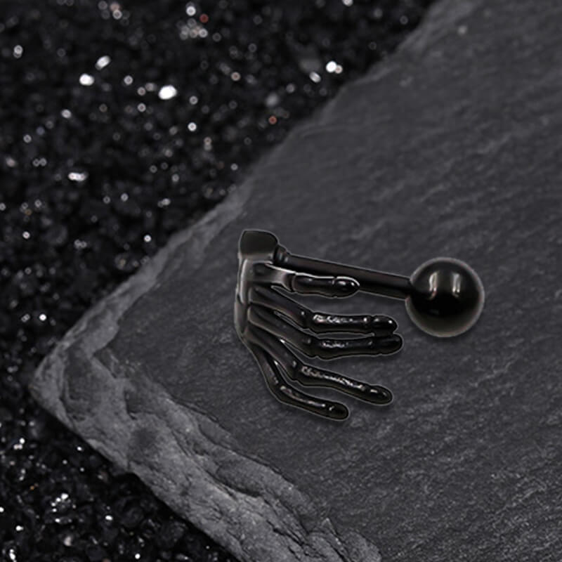 Skull Hand Stainless Steel Piercing Earrings