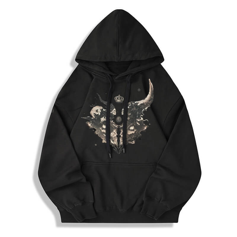 Skull Horns Baphomet Cotton Pullover Hoodie
