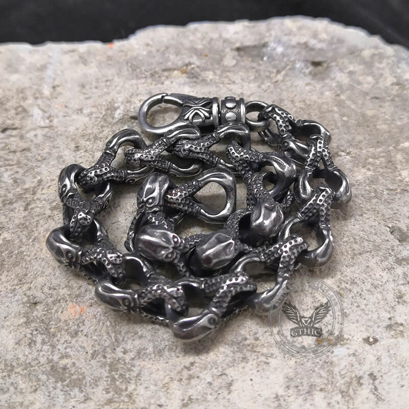 Skull Octopus Stainless Steel Biker Bracelet