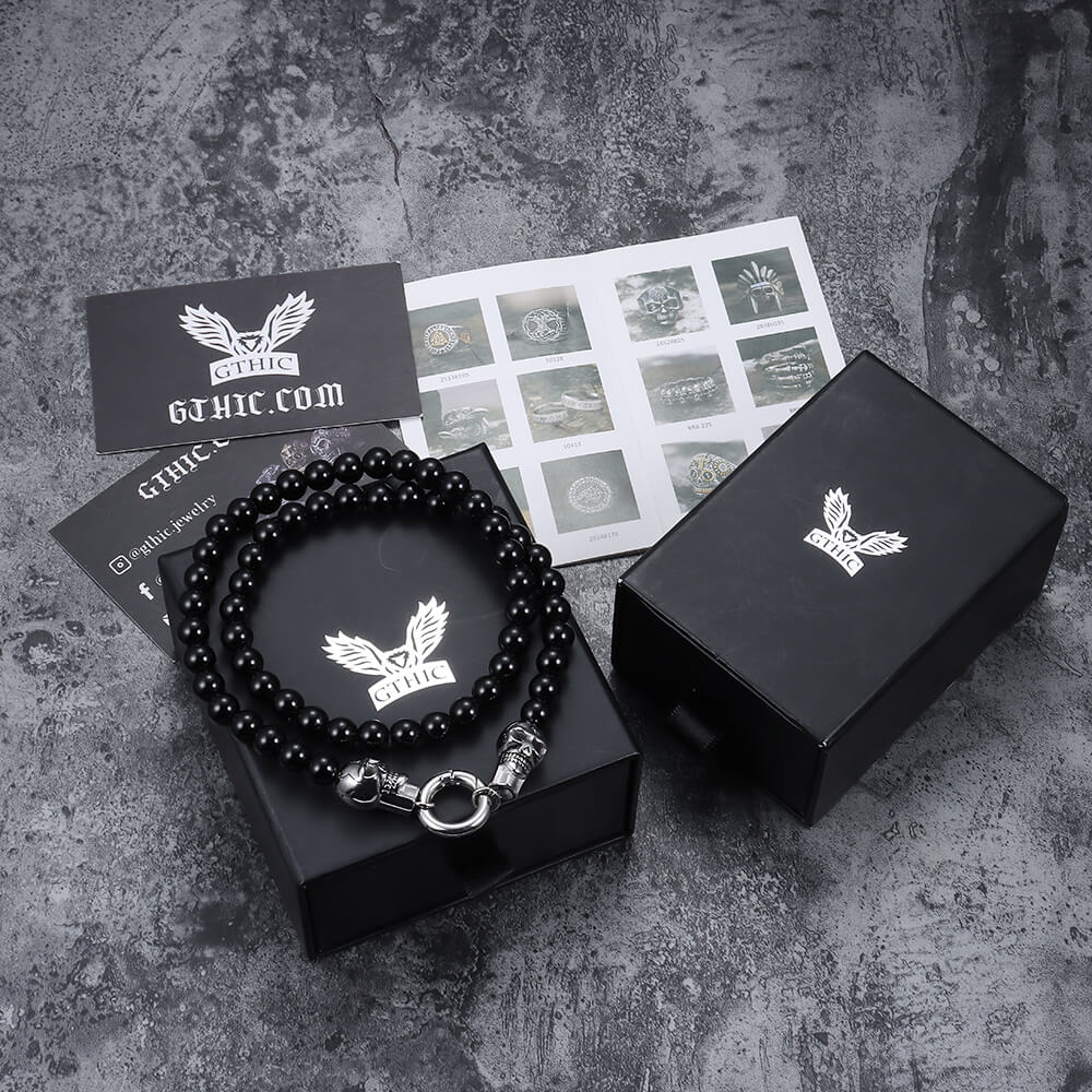 Skull Round Bead Stainless Steel Jewelry Set