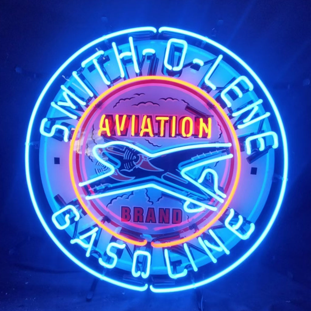 Blue Smith-o-lene Gasoline Aviation Brand Neon Signs Light