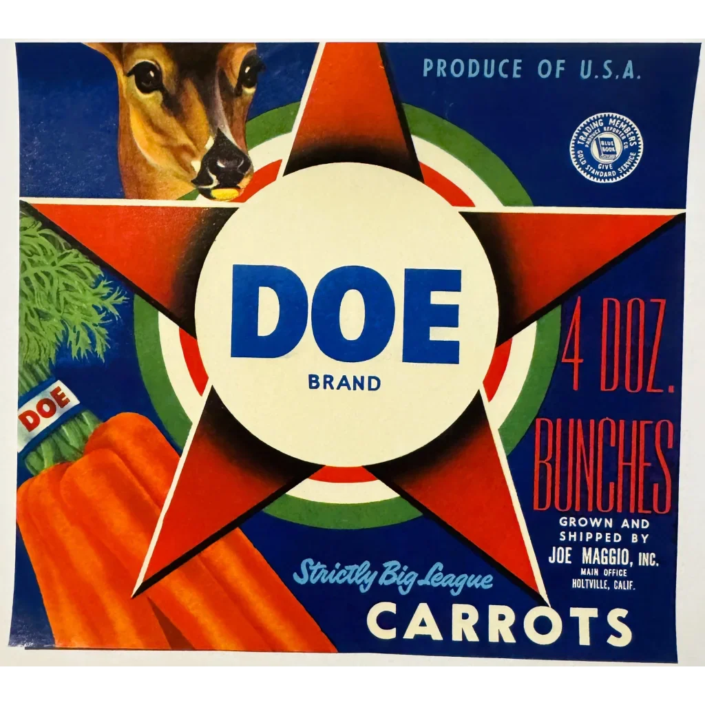 Snag This Awesome 1950s Doe Carrots Crate Label From California