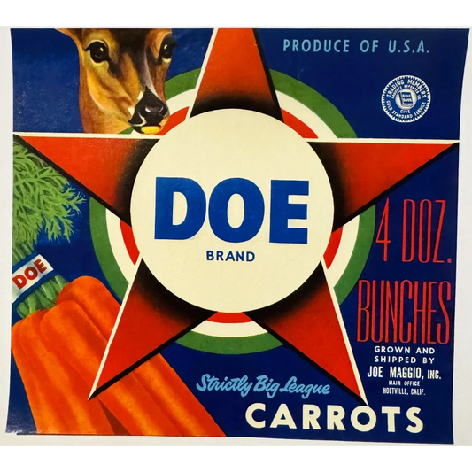 Snag This Awesome 1950s Doe Carrots Crate Label From California