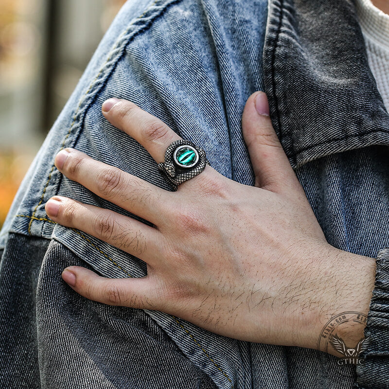 Snake Eye Stainless Steel Gemstone Ring