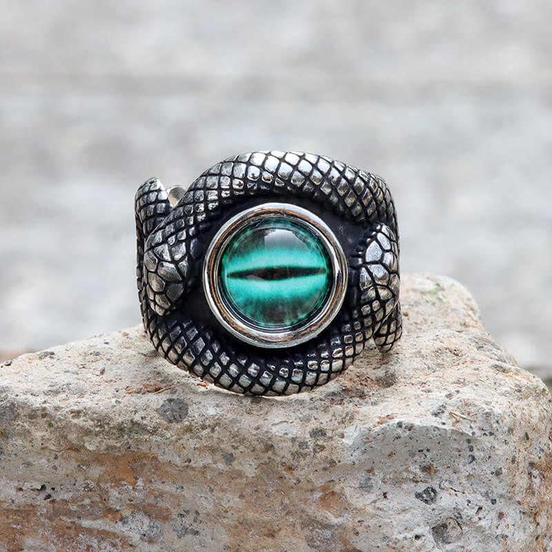 Snake Eye Stainless Steel Gemstone Ring
