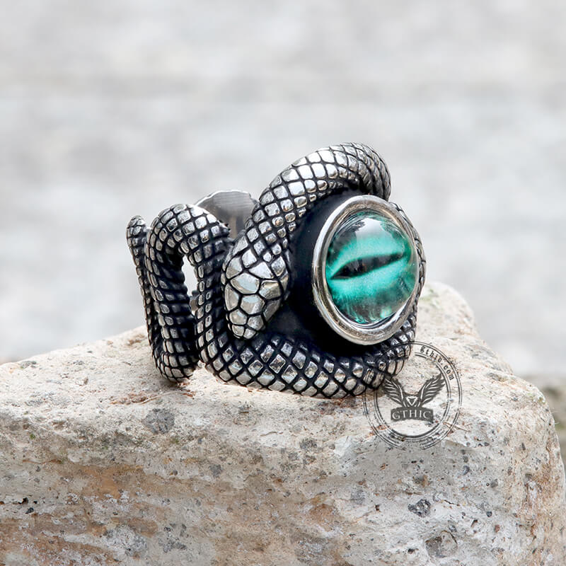 Snake Eye Stainless Steel Gemstone Ring