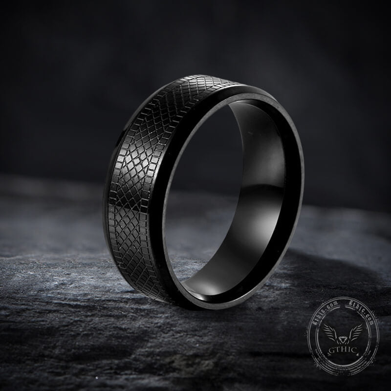 Snake Scale Pattern Stainless Steel Band Ring
