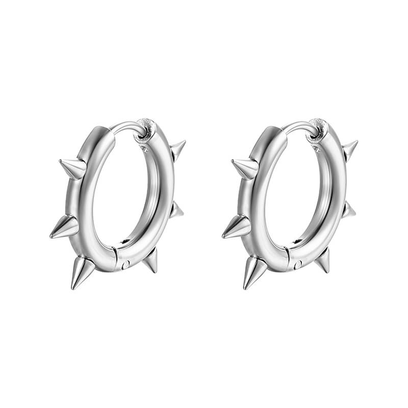 Solid Color Spike Stainless Steel Huggie Earrings