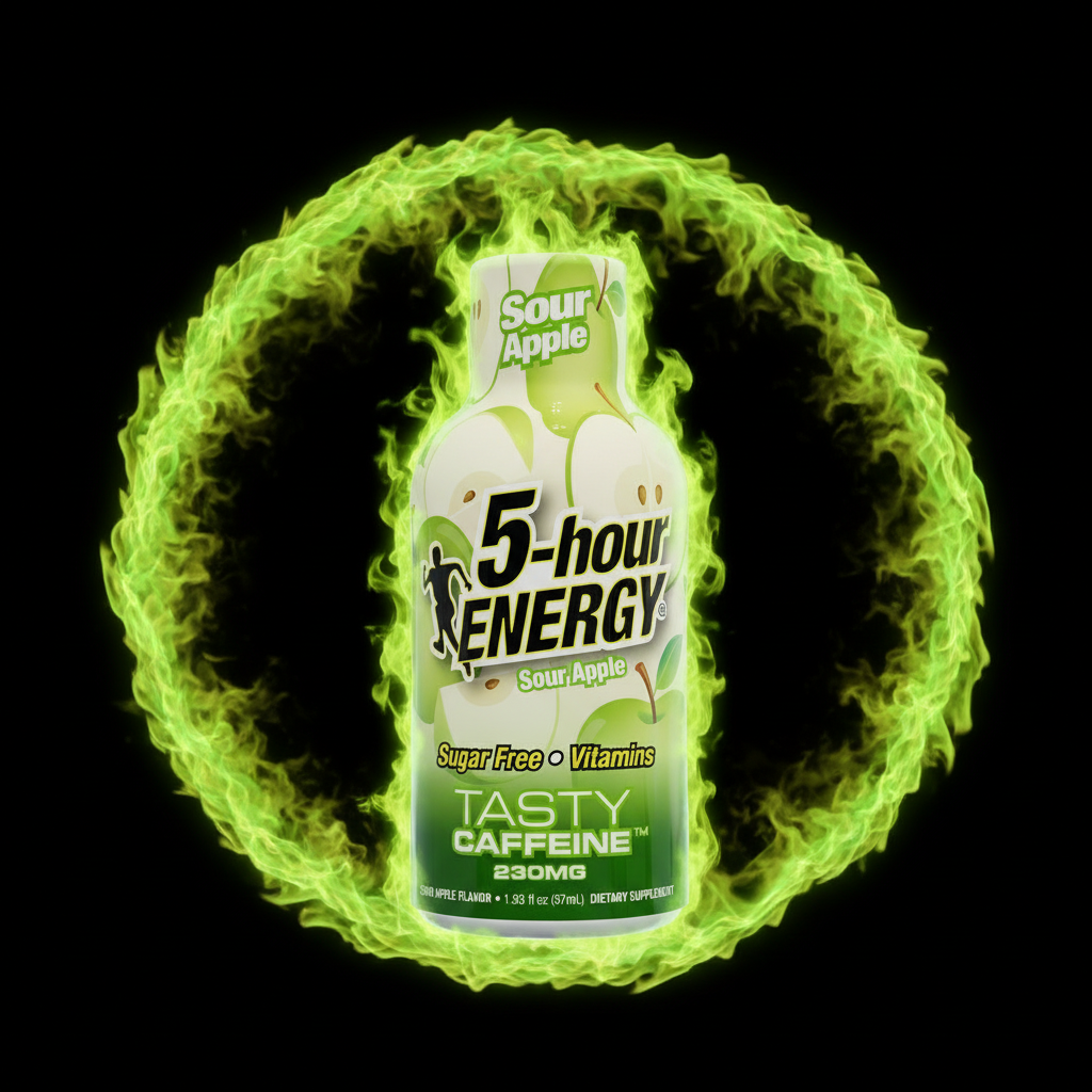 5-hour ENERGY Sour Apple bottle on a white background