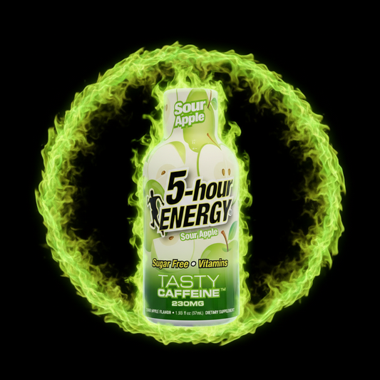 5-hour ENERGY Sour Apple bottle on a white background
