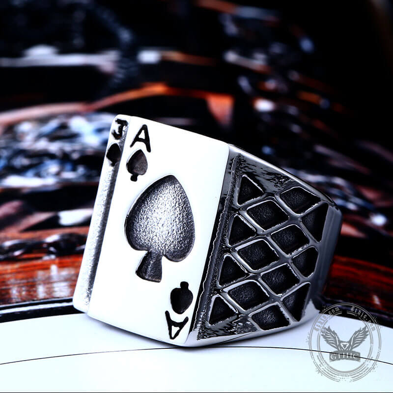 Spades Poker Stainless Steel Ring
