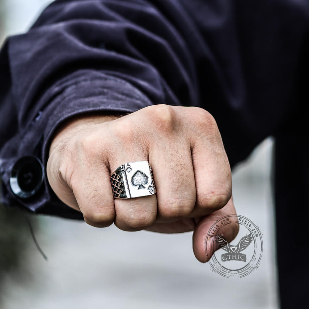 Spades Poker Stainless Steel Ring