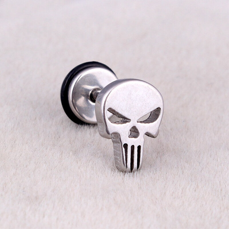 Spooky Stainless Steel Skull Stud Earrings