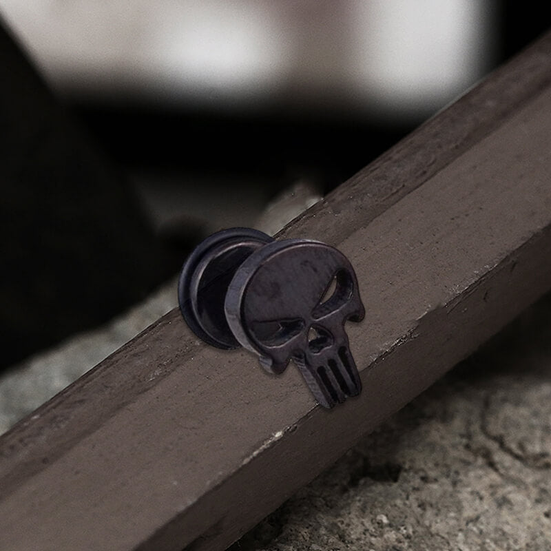 Spooky Stainless Steel Skull Stud Earrings