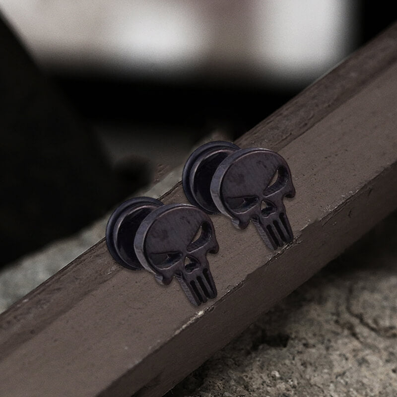 Spooky Stainless Steel Skull Stud Earrings