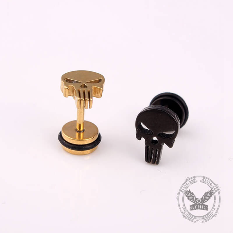 Spooky Stainless Steel Skull Stud Earrings